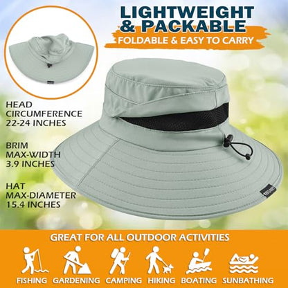 Men's UPF 50+ Waterproof Wide Brim Boonie Hat, Sun & Rain Protection - color: Light Green (No Waterproof)