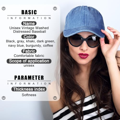 Geyoga 7 Pcs Vintage Baseball Hats - color: Black, Gray, Khaki, Dark Green, Navy Blue, Wine Red, Coffee, size: One Size