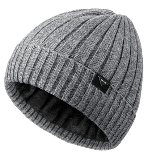 Wmcaps Winter Knitted Beanie for Men Women, Fleece Lined Warm Hat - color: Grey