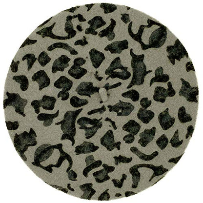 Classic Winter 100% Wool Warm French Art Basque Beret Tam Beanie Hat Cap - color: Leopard Gray