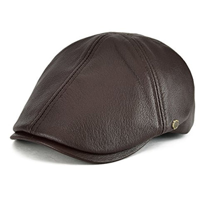 VOBOOM Leather Ivy Newsboy Caps 6 Panel Cabbie Beret Hat - color: Light Brown, size: 7 1/4