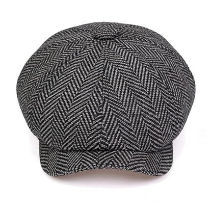 Women Classic Herringbone Newsboy Flat Cap 20s-Gatsby Tweed Ivy Cabbie Hat Golf Hunting Hats for Men Medium