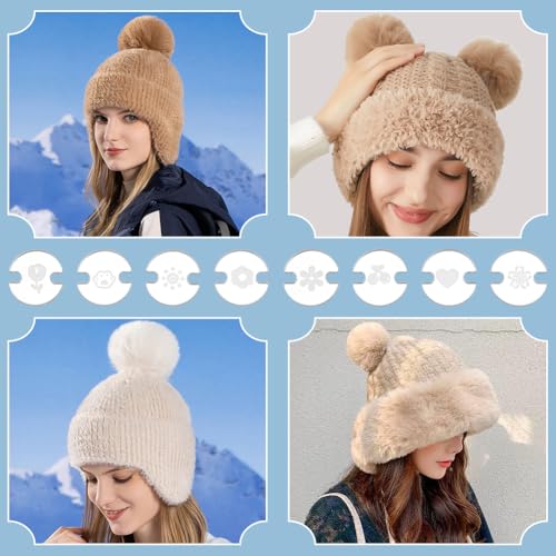 WADORN 48Pcs 8 Styles Acrylic Hat Pom Pom Removable Button, Flat Round Pom Pom Base Sheets for Fixing The Pom Pom in Place Hat Pom Pom Keepers Holders for Knit Beanies and Toques, Clear - color: Clear