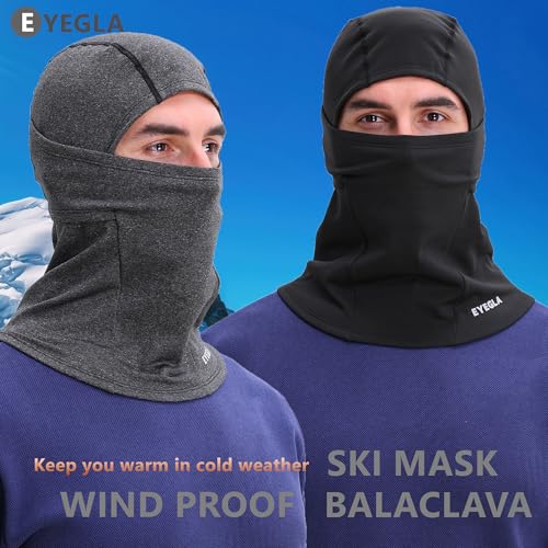 Balaclava Ski Mask for Men Cold Weather,Winter Thermal Face Mask Women for Snowboarding Motorcycle Cycling - color: Black+dark Grey