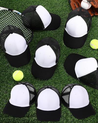 Coume 12/16/20/24 Pcs Mesh Hat - color: Black and White Patchwork Colors
