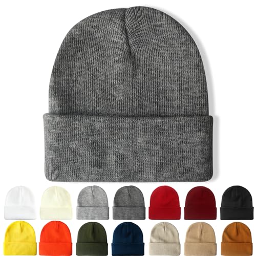 NPQQUAN Beanie for Women Winter Hats for Mens Beanie Cuffed Knit Beanies - color: Darkgray