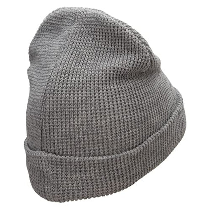 Waffle Knit Cuff Beanie - color: Heather Grey