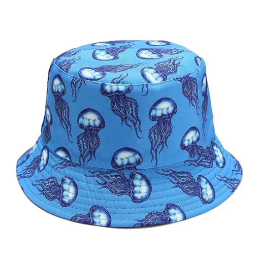 Quanhaigou Bucket Hats Unisex Summer Travel Beach Fisherman Cap for Men Women Teens - color: Jelly Fish