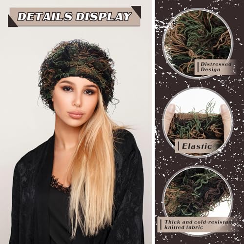 Chuarry Distressed Knitted Beanie Fuzzy Winter Hat - color: Assorted Green Black Brown