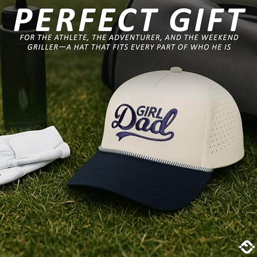 Funky Junque Golf Trucker Hat - color: Girl Dad - Navy/Beige