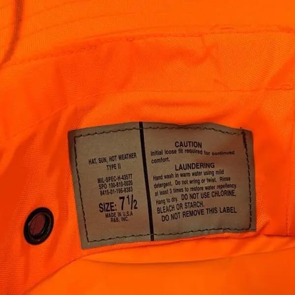 Blaze Orange Boonie Hat, Water Resistant, Made in The USA, Military Wide Brim Boonie Cover-Jungle Hat