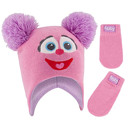 Sesame Street Girls' Winter Hat and Mittens Set, Abby Cadabby Beanie for Ages 2-4 - color: Light Pink