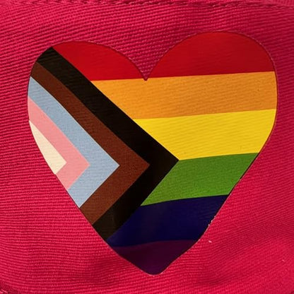 Pride Unisex Bucket Hat Reversible Double-Side-Wear Packable for Travel, Outdoors, and Beach - color: Pink Progress Pride Heart