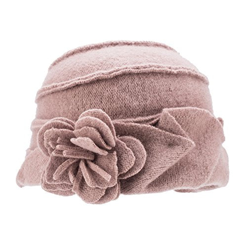Lawliet Solid Color 1920s Womens 100% Wool Flower Winter Bucket Cap Beret Hat A376
