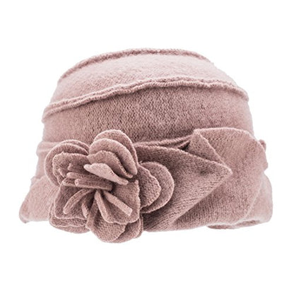 Lawliet Solid Color 1920s Womens 100% Wool Flower Winter Bucket Cap Beret Hat A376