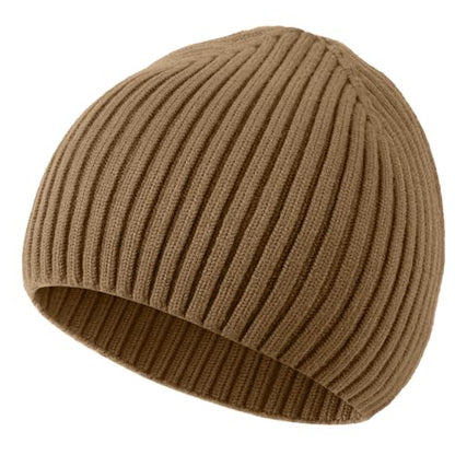 ROYBENS Wool Beanie for Men Women, Seamless Knit Warm Winter Hat Skull Caps - color: 1pcs-light Tan