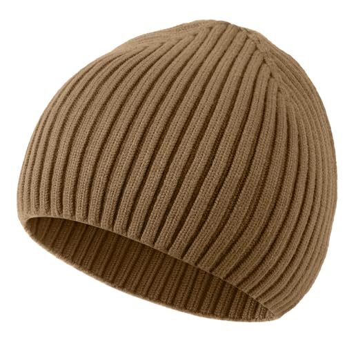 ROYBENS Wool Beanie for Men Women, Seamless Knit Warm Winter Hat Skull Caps - color: 1pcs-light Tan