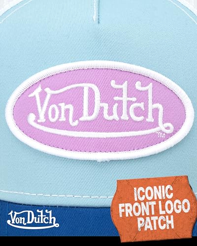 Von Dutch Unisex Trucker Hat, Colorblock, Mesh Back, Curved Bill, Snapback - color: Glacier Blue