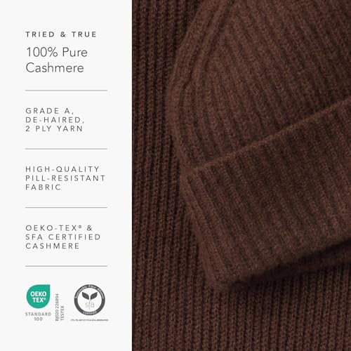 Fishers Finery Women's 100% Cashmere Cuffed Beanie - color: Brown
