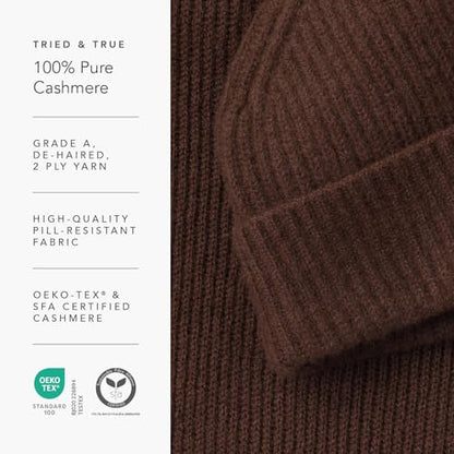 Fishers Finery Women's 100% Cashmere Cuffed Beanie - color: Brown