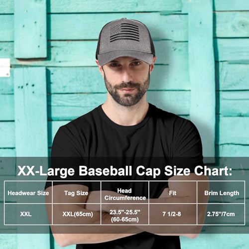 Oversize XXL American Flag Trucker Hat - color: Black/Black, size: XX-Large