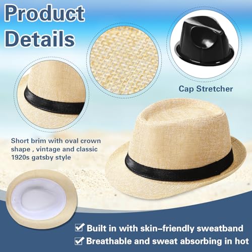 Suhine 36 Pcs Fedora Hat Bulk for 20s Party Supplies - color: Beige