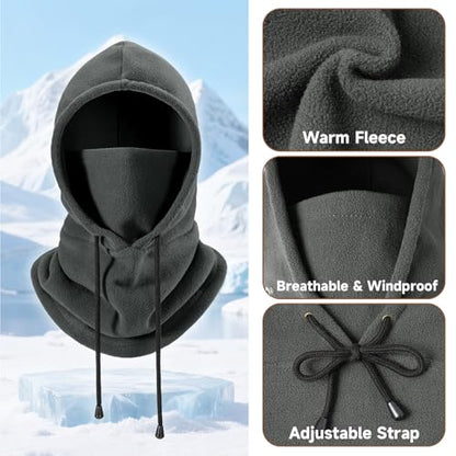 Winter Balaclava Ski Face Mask: Men Women Warm Windproof Face Cover Hat - color: Black & Grey-2 Packs