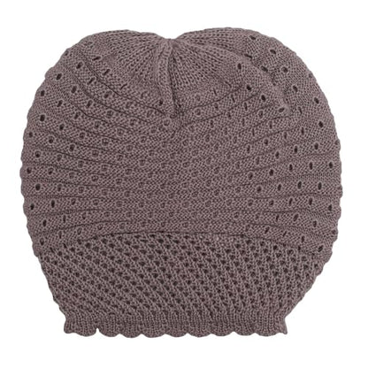 ZLYC Crochet Slouchy Beanie for Women Soft Lightweight Skull Cap - color: Plain Gray