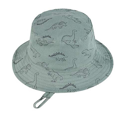Durio UPF 50+ Baby Sun Hat Wide Brim Toddler Bucket Hats for Boys 0-8 Years - color: B Seaweed Blue Dinosaur, size: 3-6 Months