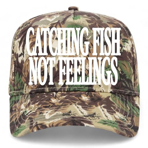 Catching Fish Not Feelings Hat - color: Woodland Camo