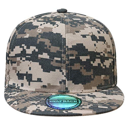 Classic Snapback Hat Cap Hip Hop Style Flat Bill Blank Solid Color Adjustable Size - color: 1pc Digital Camouflage