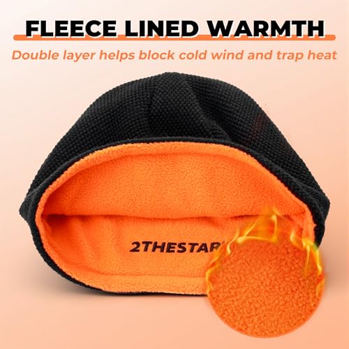 Reversible Winter Beanie Fleece Lined Warm Windproof Knit Hat - color: Brown