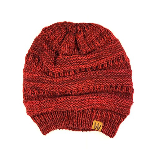 allydrew Winter Thick Knit Beanie Slouchy Beanie for Men & Women - color: Wine Red