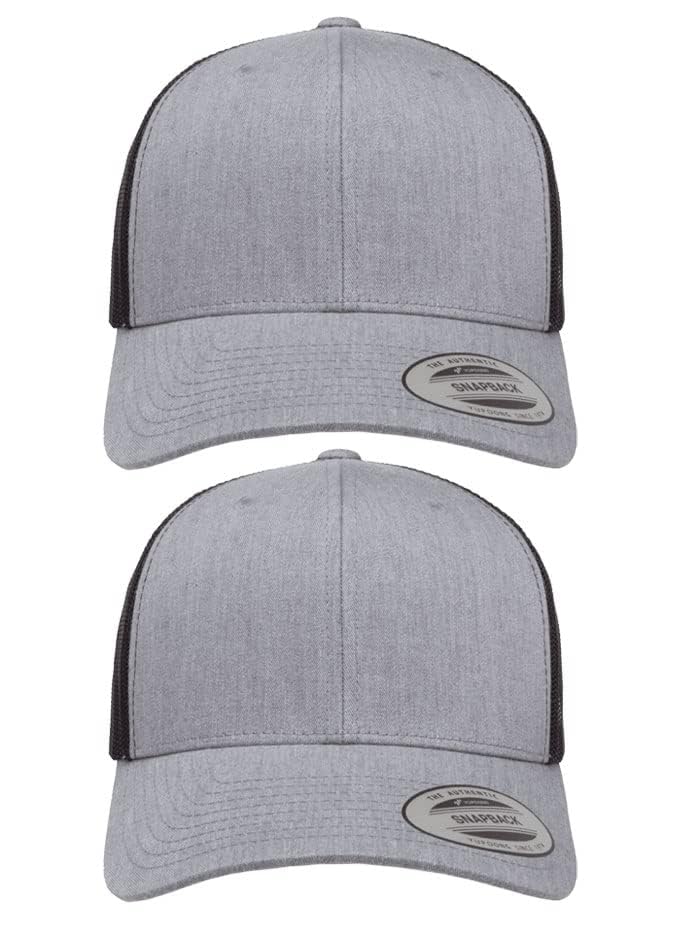 Yupoong Yp Classics Retro Trucker Cap - color: Heather/Black, size: One Size, style: 2 Pack