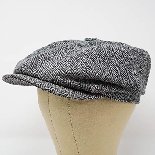 Lomond Newsboy Cap - 100% Handwoven Wool - Harris Tweed - Water Resistant - color: Charcoal Herringbone, size: X-Small