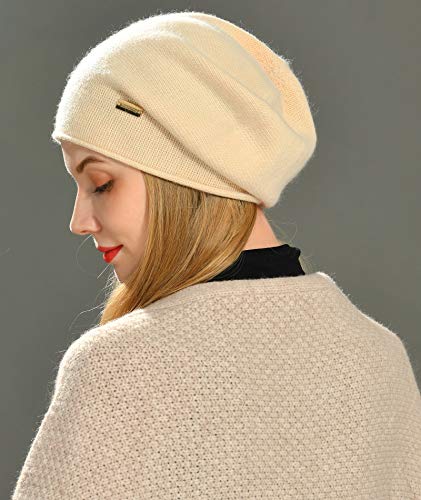 jaxmonoy Slouchy Knit Beanie Hat for Women Winter Soft Warm Ladies Laightweight Slouch Knitted Skull Beanies Cap - color: Beige