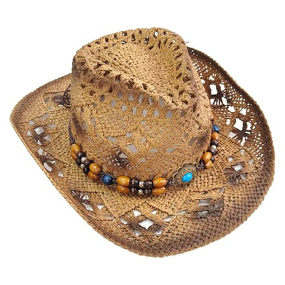 Straw Cowboy Hat for Women, Cowgirl Hat Wide Brim Western Cowboy Hat - color: Style8