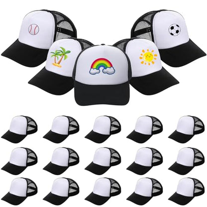 20 Pack Sublimation Trucker Hats Blank DIY Gift Bulk Birthday Party - color: Black