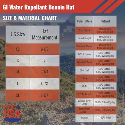 US Military Surplus GI Water Repellant Boonie Hat, Made in USA - color: Khaki, size: 7 1/4