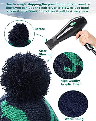 SATINIOR Winter Toddler Boys Hat Dinosaur Warm Mittens Scarf Set Pompom Baby Beanie Knitted Baby Hat Scarf Gloves Earflaps - color: Stylish Color