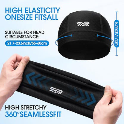 QINGLONGLIN Breathable Mesh Skull Cap Sweat Control HelmetLiner 2-Pack - color: Black + Black