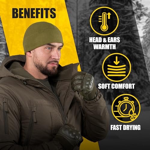 M-Tac Elite Fleece Watch Cap - Military Tactical Beanie Hat Winter Skull Cap - color: Army Olive, size: Medium