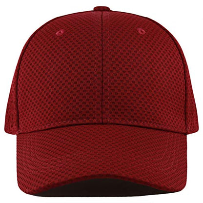 The Hat Depot Men's Curved Brim Stretch Fit Mesh 6 Panel Fitted Baseball Cap - color: Burgundy, size: XX-Large
