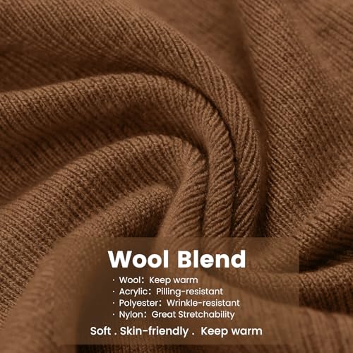 Wool Blend Thin Beanie for All Season, 2 Pack Lightweight Slouchy Knit Beanie Hats Sleep Cap - color: Orange/Brown