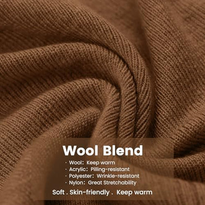 Wool Blend Thin Beanie for All Season, 2 Pack Lightweight Slouchy Knit Beanie Hats Sleep Cap - color: Orange/Brown