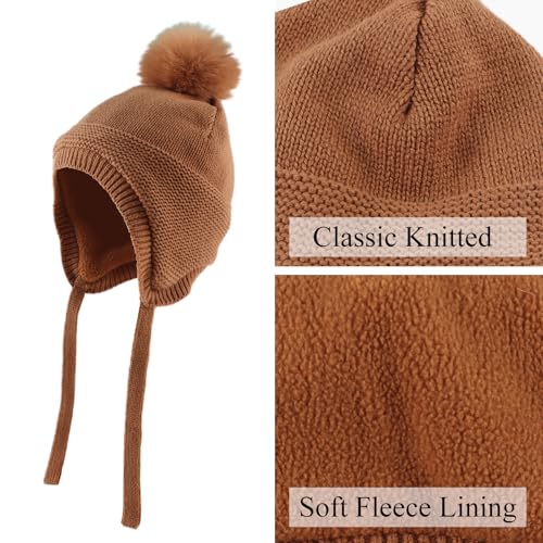 JANGANNSA Basic Winter Baby Beanie Gloves Boy Girl Knitted Kids Hat Mitten - color: Walnut(hat+gloves)no Thumb, size: 0-6 Months