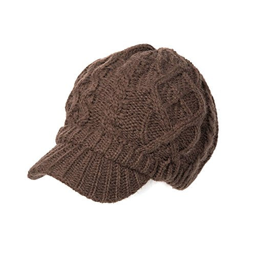 Comhats Wool Blend Visor Beanie for Women, Cable Knit, Large Size - color: 68294_coffee, size: One Size