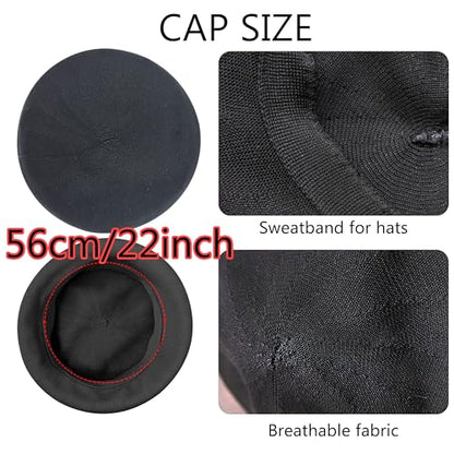 Summer French Beret Breathable Thin Beret Hat Solid Color Beanie for Women Lady - color: Black