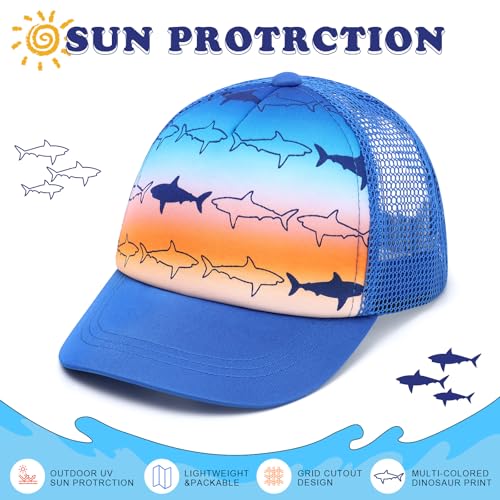 Duoyeree Toddler Baseball Hat, Dinosaur Mesh Adjustable for 0-8T Kids - color: 1d-p-gradient Shark, size: 1-3T
