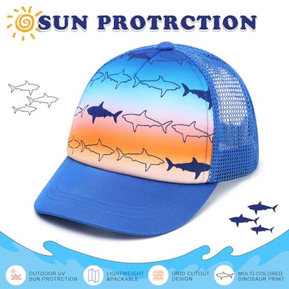 Duoyeree Toddler Baseball Hat, Dinosaur Mesh Adjustable for 0-8T Kids - color: 1d-p-gradient Shark, size: 1-3T
